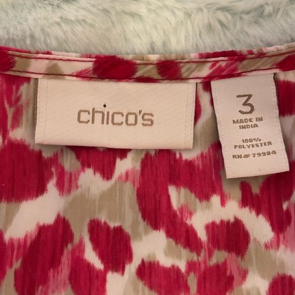 Chico's Vibrant Pink and Cream Sleeveless Blouse - Picture 2 of 8